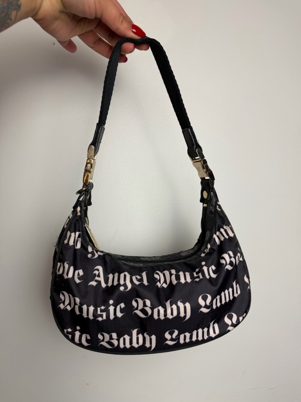 RARE Y2K L.A.M.B. x LeSportsac Shoulder Bag Gwen Stefani Baby Lamb Print Black